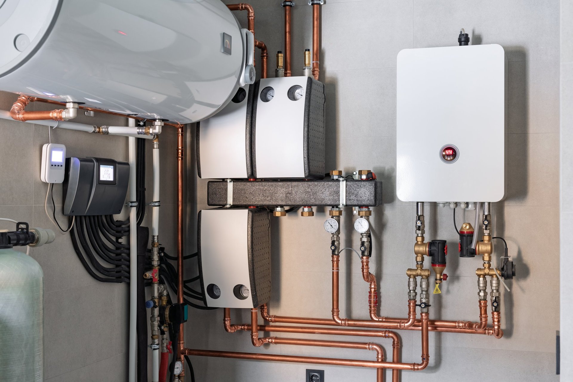 Modern electric boiler installation